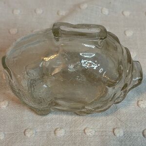 Vintage Anchor Hocking Textured Clear Glass Piggy Bank